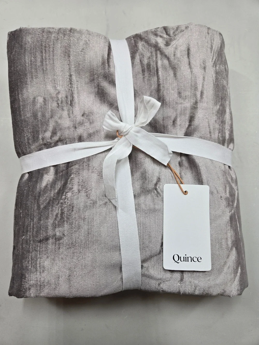 NWT QUINCE 1 48x108 Luster Velvet Curtain Silver 9788